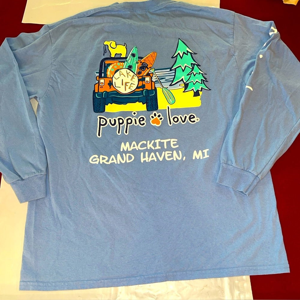 Puppie Love Rescue BLUE SHIRT MACKITE GRAND HAVEN MI Long Sleeve LAKE LIFE Jeep